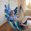 440Lbs Hammock Hanging Chair Canvas Porch Patio Swing Seat Portable Camping Rope Seat W/ 2Pillows