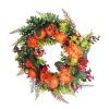 17.71In Autumn Wreath With Pumpkin Mixed Leaves Berries Flowers Fall Decoration For Indoor Outdoor Window Wall Front Door In Halloween Thanks Giving D