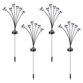 4 Packs Solar Skull Lights Outdoor Halloween Decorations Solar Powered With 6 Skull Heads 2 Lighting Modes Ip45 Waterproof Halloween Yard Lights For L