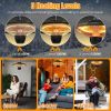 1500W Outdoor Patio Heater Electric Hanging Heated Ceiling Mounted Heating Lamp Ip23 Waterproof With 3 Heating Levels 30Mins/60Mins Timer 2 Remote Con