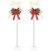 2Pcs Christmas Lighted Reindeer Decoration Led Pathway Stake Lights Battery Powered For Outdoor Garden Lawn Porch Front Door Patio Holiday Decor
