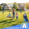 3 In 1 Swing Set With Slide For Backyard, Outdoor Playground Set With 33 Inch Saucer Swing, Belt Swing And Kids Slide, Heavy Duty A-Frame Steel Swing