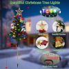 4Packs Solar Christmas Tree Lights Xmas Garden Decorations Tree Stake Lamp 20Leds Solar Decor Light With Constant And Flashing Mode For Pathway Yard P