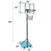 Portable Kids Basketball Hoop With Wheels, Height Adjustable 5.6 To 7Ft Basketball Goal System Indoor Outdoor For Kids Teens Adults