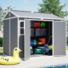 8X6Ft Resin Outdoor Storage Shed With Floor Lockable Garden Shed With 2 Windows Ventilation & Sloped Roof Weather-Resistant For Garden Tools Lawn Equi