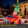 7.5Ft Inflatable Santa Truck With Lit Christmas Tree, Pre-Lit Warm White Leds, Outdoor Christmas Yard Decorations With Built-In Fan, Stakes & Tether R