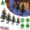 4Packs Solar Christmas Tree Lights Xmas Garden Decorations Tree Stake Lamp 20Leds Solar Decor Light With Constant And Flashing Mode For Pathway Yard P