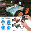 Kid Driving Rc Stunt Car 7 Color Strip Light Dynamic Music Swing Arm Double-Sided   Rolling Remote Control Car Off Road 2.4Ghz 4Wd Rechargeable Racing