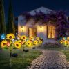 Solar Sunflower Lights Outdoor Waterproof Warm White Solar Landscape Lights With 2 Lighting Modes Ip44 Decorative Solar Flower Lights For Yard Patio P