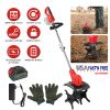 21V Electric Cordless Tiller Cultivator Powered Garden Tiller With 4 Blades 16 Steel Tines 550W 300Rpm 4000Mah Battery Tilling 9-In Width & 9-In Depth