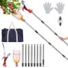 2-In-1 Pole Saw & Fruit Picker With 1.3-13Ft Extendable Stainless Steel Pole Manual Tree Pruner With 65Mn Steel Blade Fruit Picking Basket Storage Bag