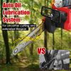 12Inch Electric Cordless Chainsaw With 2Pcs 21V 3.0Ah Battery And Charger Brushless Battery Operated Handheld Chainsaw With Auto Oiler Safety Switch F