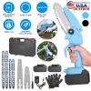 Electric Mini Chainsaw Portable Handheld Cordless Small Chain Saw Battery Powered With 2Pcs 2200Mah Rechargeable Batteries 4In/6In Chains For Pruning
