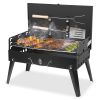 17.32X10.63X2.56In Portable Charcoal Grill Foldable Bbq Suitcase Grill Shelf For Outdoor Camping Picnics Garden Grilling