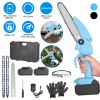 Electric Mini Chainsaw Portable Handheld Cordless Small Chain Saw Battery Powered With 2Pcs 1200Mah Rechargeable Batteries 8In Chains Gloves Goggles F