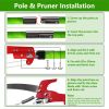 2 In 1 Extra Long Manual Pole Saw 8.23-28.25Ft Extendable Tree Pruner For High Branches With Pruner Scissors 2 Double-Hooked Saw Blades Goggles Gloves