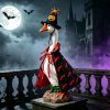 Porch Goose Halloween Costume For 23" Goose Statue Pumpkin Spider Wizard Hat, Red & Black Cape Outfit Halloween Yard Decor
