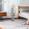 4.5Ft Flocked Christmas Tree With Pot 150 Pre-Lit Warm White Led Lights 19 Pine Cone Decorations Potted Artificial Christmas Tree For Bedroom Living R