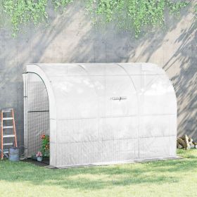 10' x 5' x 7' Outdoor Walk-In Greenhouse, Plant Nursery with Zippered Doors, PE Cover and 3 Wire Shelves, White