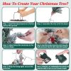 2Pcs Battery Powered Lighted Christmas Tree Urn Filler With Light Artificial Xmas Trees Light With Berries Balls Led Pathway Pine Tree Ip44 Waterproof