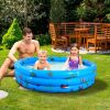 51X13” Inflatable Swimming Pool Blow Up Family Pool For 3 Kids Foldable Swim Ball Pool Center W/ 4 Valves Bottom Water Drain Plug For Indoor Backyard