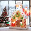 7.2Ft Inflatable Gingerbread House Christmas Decoration With Warm White Led Lights Built-In Fan 6 Ground Stakes & 2 Tether Ropes Outdoor Yard Lawn Hol