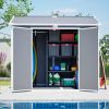 8X6Ft Resin Outdoor Storage Shed With Floor Lockable Garden Shed With 2 Windows Ventilation & Sloped Roof Weather-Resistant For Garden Tools Lawn Equi
