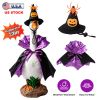 Porch Goose Halloween Costume For 23" Goose Statue Purple Black Stand Collar Cape & Pumpkin Spider Wizard Hat Halloween Yard Decor