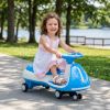 12V Kids Electric Wiggle Ride On Car, 2-In-1 Battery Powered Twist Car With Wireless Music, Controllable Led Lights & Flashing Pu Wheels, Stable Frame