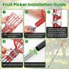 2-In-1 Pole Saw & Fruit Picker With 1.3-13Ft Extendable Stainless Steel Pole Manual Tree Pruner With 65Mn Steel Blade Fruit Picking Basket Storage Bag
