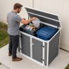 4.6X2.4 Ft Resin Outdoor Storage Shed With Hydraulic Lid & Ramp Lockable Horizontal Storage Cabinet For Garden Tools Firewood Outdoor Supplies And Pet