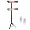 1500W Infrared Heater With Stand Electric Outdoor Patio Heater Ip65 Waterproof Tripod Wall Mount With 2 Remotes 3 Heating Levels For Home Restaurant Y