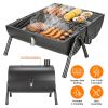 Portable Charcoal Grill Foldable Bbq Grill With Double-Sided Cooking Design, Chimney Vent, 10 Stainless Steel Skewers Carry Handle Outdoor Barbecue Gr