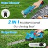 Pole Mini Hedge Trimmer & Grass Shear Electric Cordless Handheld Hedge Trimmer With 90° Rotatable Head Telescopic Extension Pole Gloves Goggles 2Pcs 2