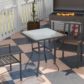 27" Square Bistro Table Garden Dining Table Outdoor Tempered Glass Table