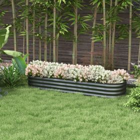 6.4' x 2' x 1' Galvanized Raised Garden Bed Kit, Metal Planter Box with Safety Edging, Dark Gray