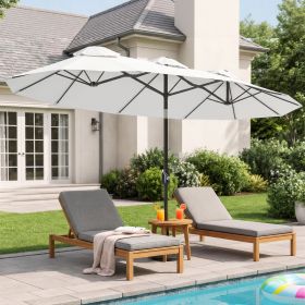 9.7' Double-sided Patio Umbrella with 3 Air Vents, Tilt and Crank, Outdoor Umbrella, White