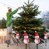 1Pc Solar Powered Lamp 3 Snowmen Outdoor Decorative Christmas Lamp Garden Stake Light Ip55 Waterproof Santa Landscape Light Warm White Led Lighting Pa