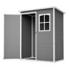 5X3Ft Resin Outdoor Storage Shed With Floor Lockable Garden Shed With Window Sloped Roof Weather-Resistant Tool Shed For Garden Tools, Pet House And B