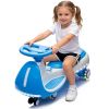 12V Kids Electric Wiggle Ride On Car, 2-In-1 Battery Powered Twist Car With Wireless Music, Controllable Led Lights & Flashing Pu Wheels, Stable Frame
