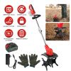 21V Electric Cordless Tiller Cultivator Powered Garden Tiller With 4 Blades 16 Steel Tines 550W 300Rpm 4000Mah Battery Tilling 9-In Width & 9-In Depth