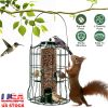 Outdoor Wild Bird Feeder Squirrel-Proof Chew-Proof Metal Hanging Seed Feeder With 4 Feeding Ports For Small Songbirds