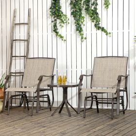 3 Piece Outdoor Glider Chair with Coffee Table Bistro Set, 2 Patio Rocking Swing Chairs with Breathable Sling Fabric