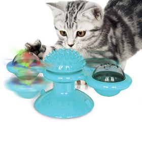 Windmill Cat Toy Turntable Interactive Teasing Pet Toy Wall Mount Turning Tickle Scratch Hair Brush Cat Toy With Catnip Light Ball