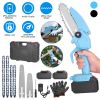 Electric Mini Chainsaw Portable Handheld Cordless Small Chain Saw Battery Powered With 2Pcs 2200Mah Rechargeable Batteries 4In/6In Chains For Pruning
