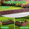 12Pcs Stone Fence Edging Panels, Imitation Stone Pp Garden Border With Rotatable Connectors, Easy Snap Assembly Adjustable Angle For Garden Yard Lawn