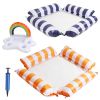 3 Pack Inflatable Pool Floats For Adult 1 Drink & Snack Float 2 Water Hammocks With High Buoyancy Pillows Cooling Mesh
