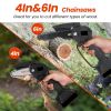 3-In-1 Cordless Electric Pole Saw & Mini Chainsaw & Grass Trimmer Kit With Adjustable Length 2Pcs 21V 1500Mah Batteries 4In/6In Chains Saw Blade 5Pcs