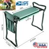 Foldable Garden Kneeler Seat W/ Kneeling Soft Cushion Pad Tools Pouch Portable Gardener Kneeling Bench Stool