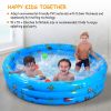51X13” Inflatable Swimming Pool Blow Up Family Pool For 3 Kids Foldable Swim Ball Pool Center W/ 4 Valves Bottom Water Drain Plug For Indoor Backyard